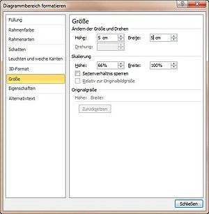 Legen Sie die Größe Ihres Diagramms fest