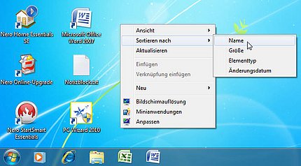 Windows 7: Größe der Desktopsymbole anpassen
