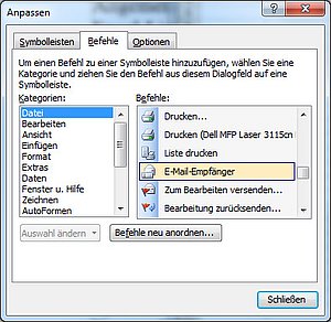 Einrichten einer der E-Mail-Schaltfläche