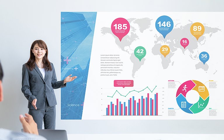 PowerPoint schrittweise Form Folie, Text, Visualisierung, Präsentation