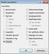 So markieren Sie alle Diagramme und Objekte