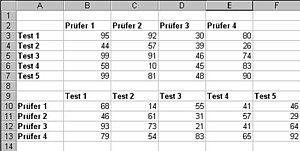 Fertig transponierte Tabelle
