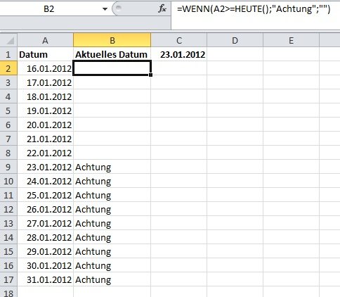 Datum In Einer Excel Tabelle Mit Aktuellem Datum Vergleichen Computerwissen De Datum In Einer Excel Tabelle Mit Aktuellem Datum Vergleichen Computerwissen De