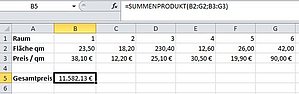 Addition und Multiplikation zweier Zellbereiche in nur einer Formel