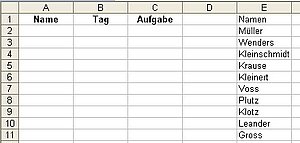 Mitarbeiterliste in der Excel-Tabelle