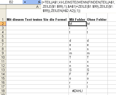 Alle Zeichen aus einer Zelle auflisten Alle Zeichen aus einer Zelle auflisten
