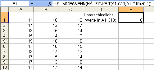 Anzahl verschiedener Werte in einer Excel-Liste ermitteln Anzahl verschiedener Werte in einer Excel-Liste ermitteln