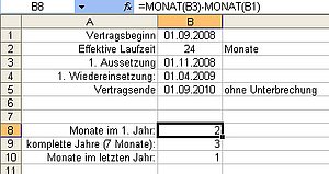 Zwischenergebnisse in der Tabelle