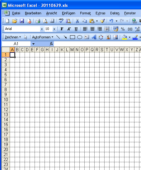 Kästchenpapier in einer Excel-Tabelle Kästchenpapier in einer Excel-Tabelle