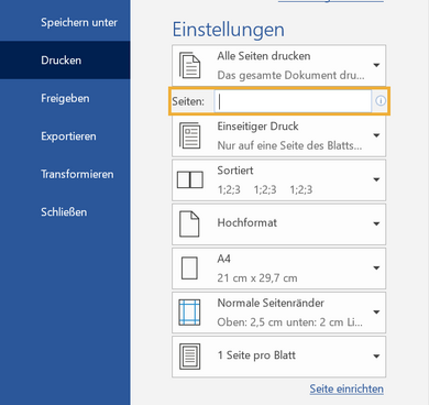 Dokumente drucken in Word: So geht's