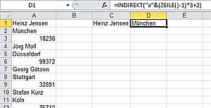 So fragen Sie den Wohnort aus der Spalte per Excel-Formel ab