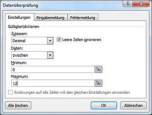 Wie Sie die Gültigkeitskriterien anzeigen können