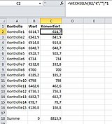 Die Zahlen mit Währungsangabe werden in Zahlen konvertiert, mit denen Excel rechnen kann