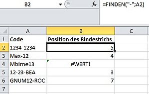 Wie Sie ein Zeichen gezielt per Formel finden