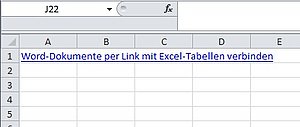 So sieht ein verknüpftes Word-Dokument in einer Excel-Tabelle aus