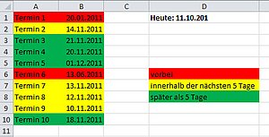 Auf einen Blick sind die anstehenden Termine farblich sortiert