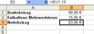 Nettoberechnungen und andere prozentuale Kalkulationen durchführen Anhand des Verkaufspreises (Bruttopreis) berechnet diese Excel-Formel den Nettopreis