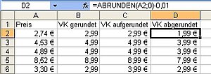 Erzwungenes Abrunden auf einen Schwellenpreis