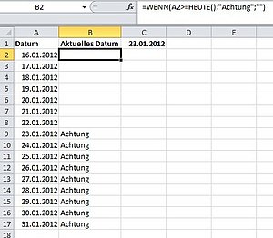 Vergleichen Sie Datumswerte automatisch mit dem aktuellen Datum