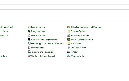 Systemsteuerung unter Windows Einstellungen, Windows, Microsoft, Control