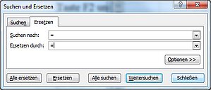 Das Dialogfenster SUCHEN UND ERSETZEN