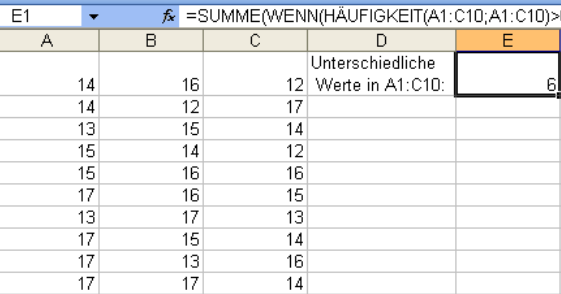 Excel Aus Liste Bestimmte Werte Anzeigen Anzahl verschiedener Werte in einer Excel-Liste ermitteln