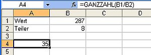 Ganze Teile eines Werts