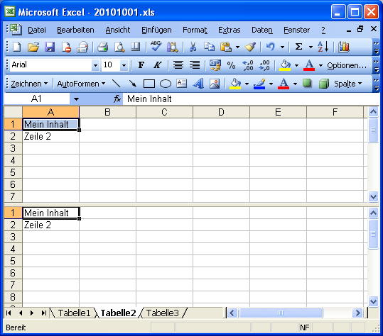 Excel-Tabellen geteilt darstellen Excel-Tabellen geteilt darstellen