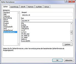 Diese Formatierung dreht die Reihenfolge der Angaben innerhalb einer Datumszelle um