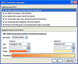 Definition neuer Formatierungsregeln