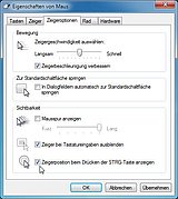Im Bild sehen Sie den Dialog für die Konfiguration der Maus-Eigenschaften. 