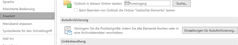 Windows-Optionen: Erweitert