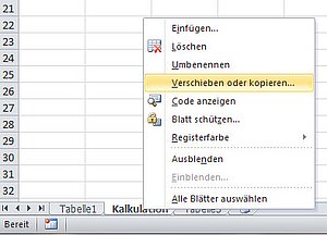 Über diesen Befehl kopieren Sie ein Tabellenblatt in eine andere Arbeitsmappe