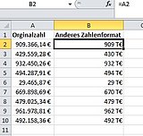 Diese Ergebnisse erhalten Sie durch ein neues Zahlenformat