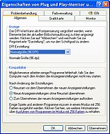 Im Bild sehen Sie die Eigenschaften des Monitors und die Einstellmöglichkeit für die Schriftgröße. 