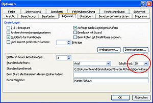 Eine größere Schriftart für Zellen und Bearbeitungszeile