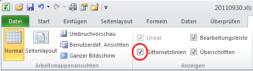 So deaktivieren Sie Gitternetzlinien in Excel 2010 und Excel 2007 So deaktivieren Sie Gitternetzlinien in Excel 2010 und Excel 2007