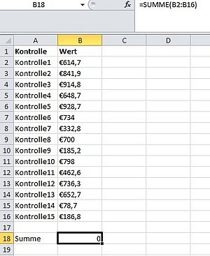 So sehen importierte Zahlen aus, die eine Währungsangabe direkt in der Excel-Zelle enthalten