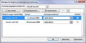 Manager für bedingte Formatierungsregeln