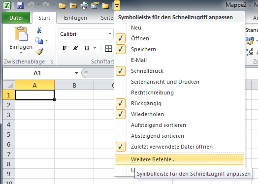 Hier erweitern Sie die Menüleiste in Excel 2010 und Excel 2007 Hier erweitern Sie die Menüleiste in Excel 2010 und Excel 2007
