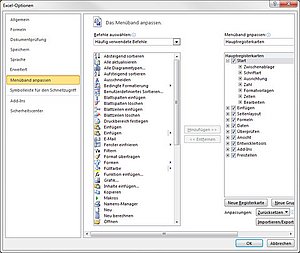 Mit diesem Dialogfenster passen Sie die Oberfläche von Excel 2010 an