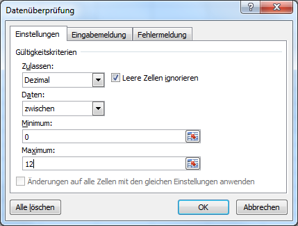 Wie Sie die Gültigkeitskriterien anzeigen können
Wie Sie die Gültigkeitskriterien anzeigen können