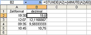 Umrechnung einer Uhrzeit in dezimales Zeitformat