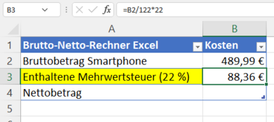 Netto berechnen: Brutto-Netto-Rechner in Excel