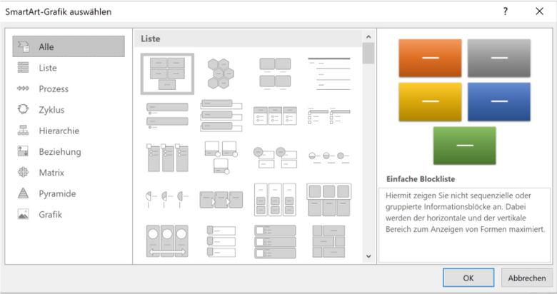 PowerPoint SmartArt-Grafik auswählen