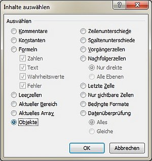 So markieren Sie alle Objekte in einem Excel-Tabellenblatt