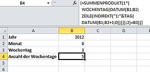 So zählen Sie das Auftreten eines Wochentages in einem bestimmten Monat