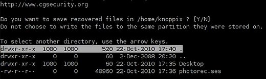 Im Bild sehen Sie den Ordner, wo die Dateien wiederhergestellte werden sollen. 