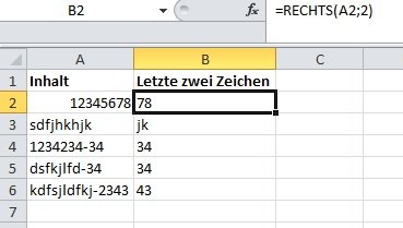 Letzten Ziffern oder Zeichen eines Excel-Zellinhalts feststellen ...