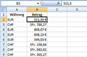 Bedingt formatierte Währungen